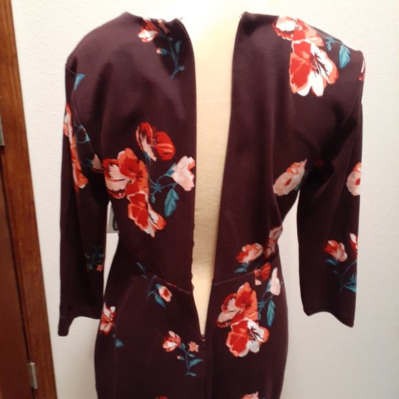 OLD NAVY Floral Brown Burgundy Floral Sheath Style Dress - Size Medium - Picture 6 of 6